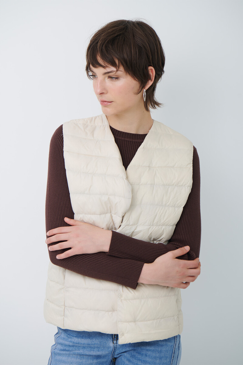 CHALECO PLUMAS BEIGE