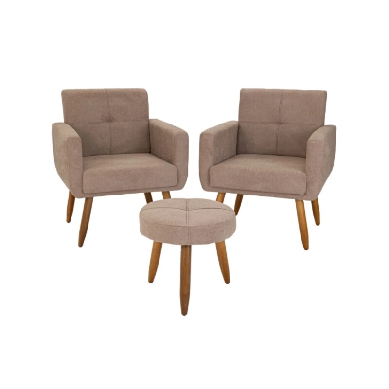 Conjunto Dallas 2 Poltronas + Puff Marron 498 Conjunto Dallas 2 Poltronas + Puff Marron 498
