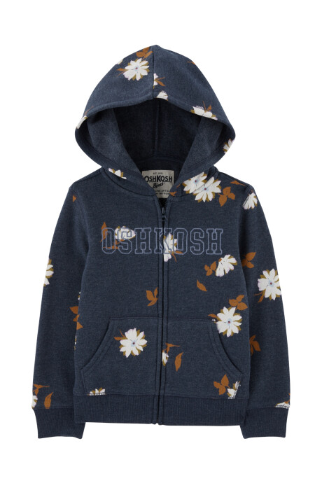 Campera de algodón con felpa con capucha, logo y diseño flores Sin color