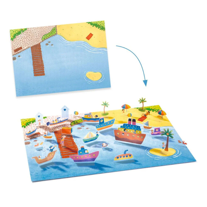 Sticker Escenas de vehículos 3D con pegatinas de Djeco Sticker Escenas de vehículos 3D con pegatinas de Djeco