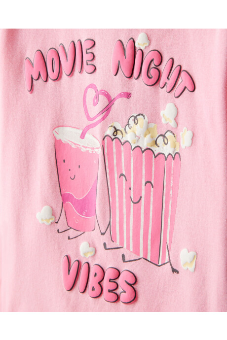 Pijama cuatro piezas de algodón, dos remeras manga larga y dos pantalones, diseño pop Sin color