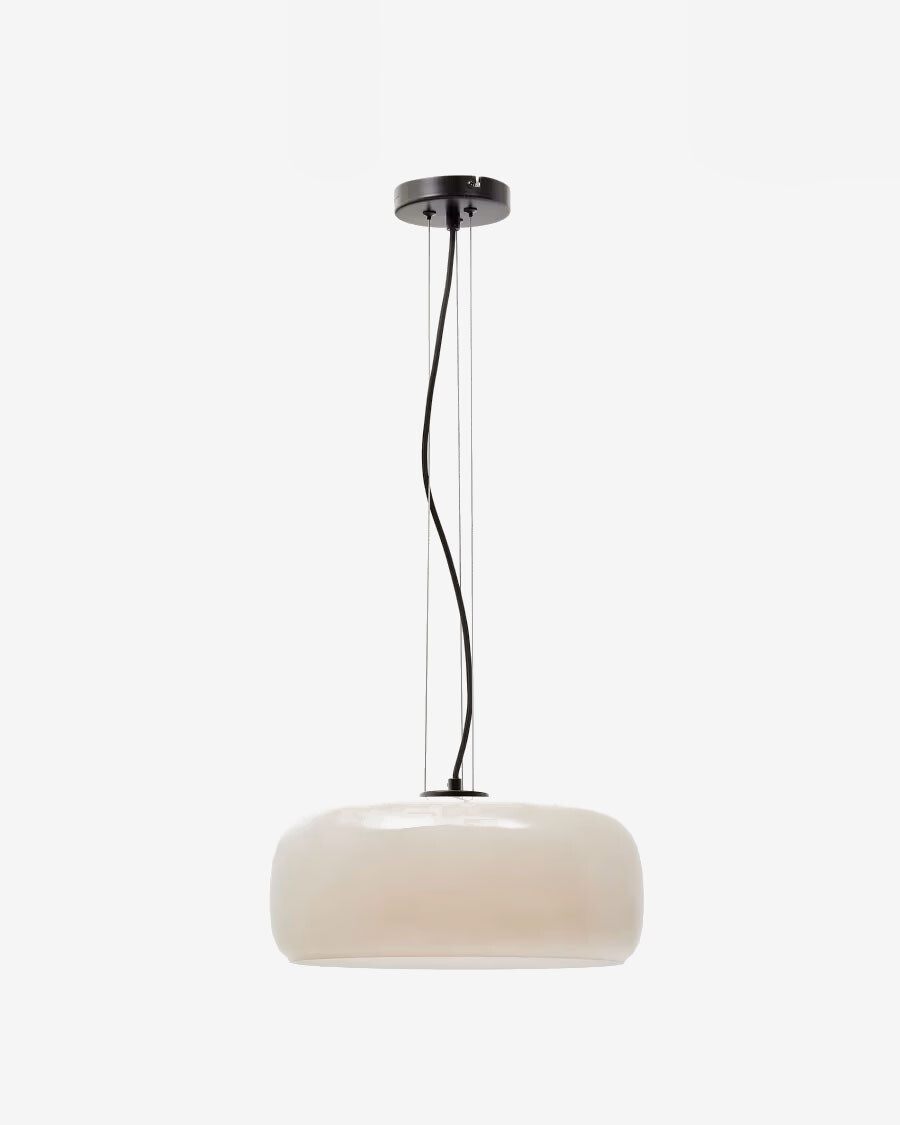 Lámpara de techo Reig de cristal gris claro, Ø 38 cm