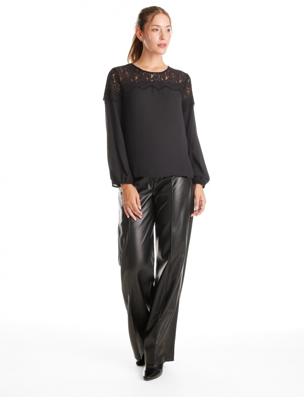 Blusa Gasa & Encaje NEGRO