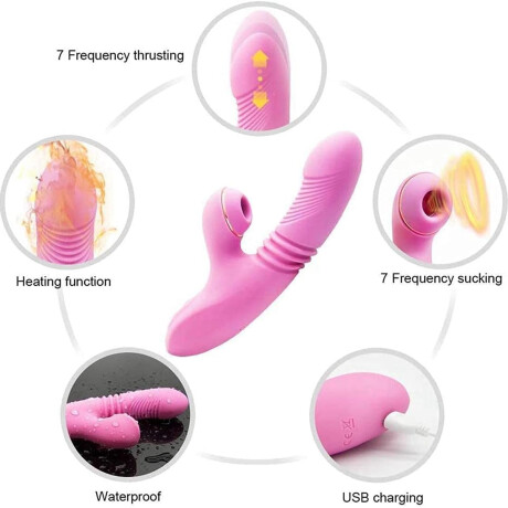 Estimulador Sube y Baja Con Succión 3 En 1 USB Rosa