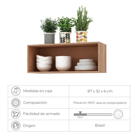 Mueble Aereo de 2 puertas s/estante interior natural 80x29x30cm Almendra