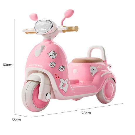 Triciclo Eléctrico Infantil Moto Para Niños A Batería Rosa 1