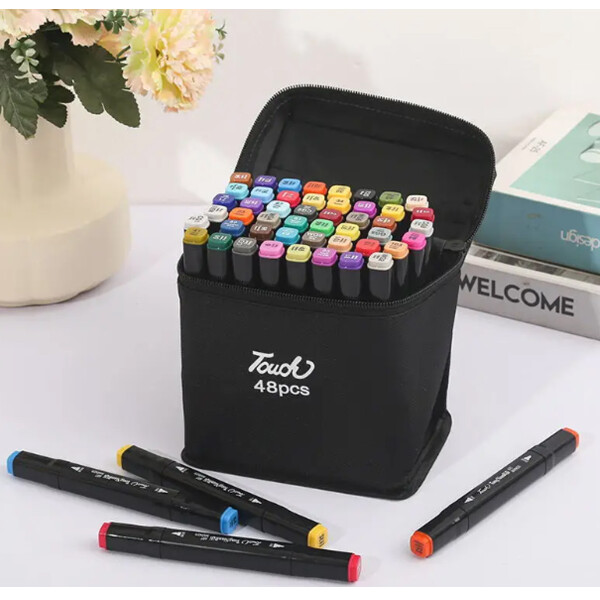 Set De Marcadores Drypens x48 Doble Punta Con Estuche Set De Marcadores Drypens x48 Doble Punta Con Estuche