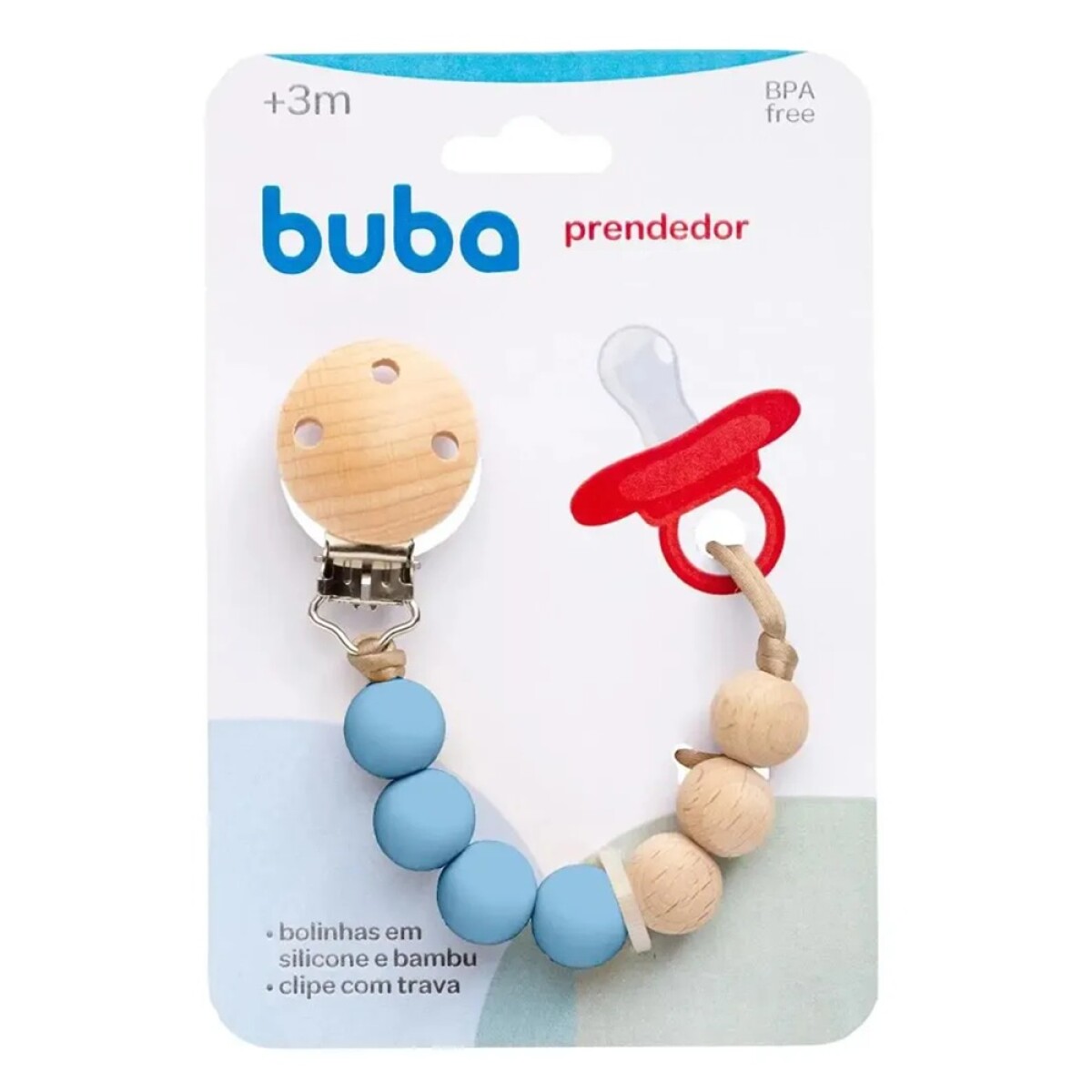 Clip Para Chupete Buba Silicona Celeste 