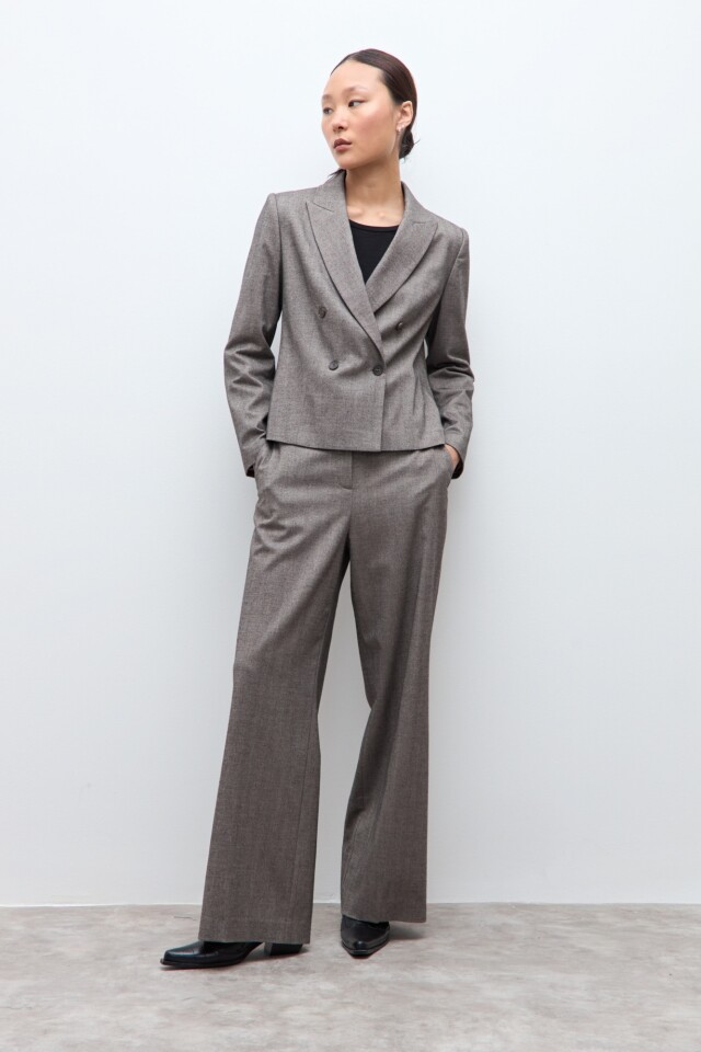 Blazer doble botonadura beige melange