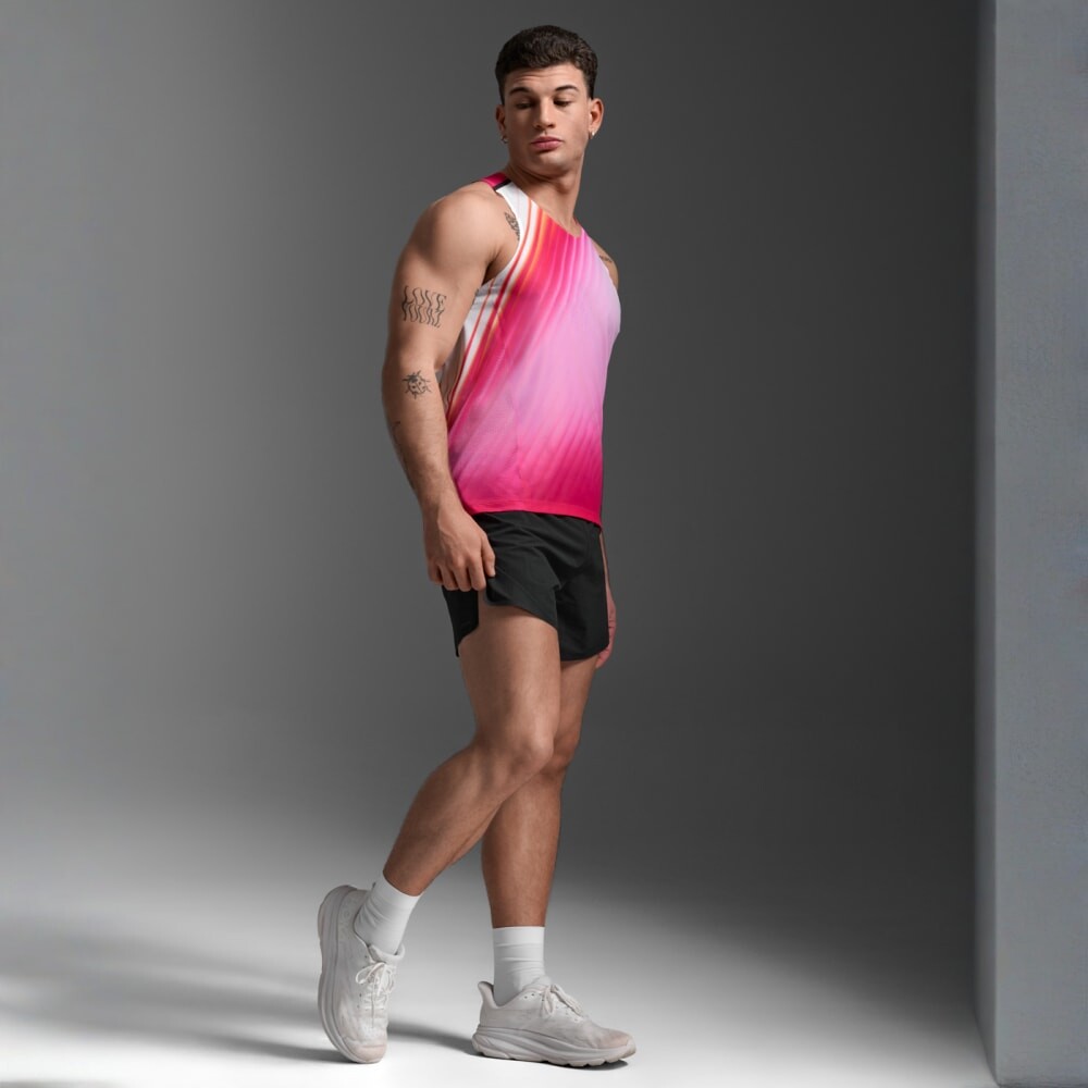 Bividi Running Light Speed React Singlet Hombre Fuchsia Grad/black Reflective