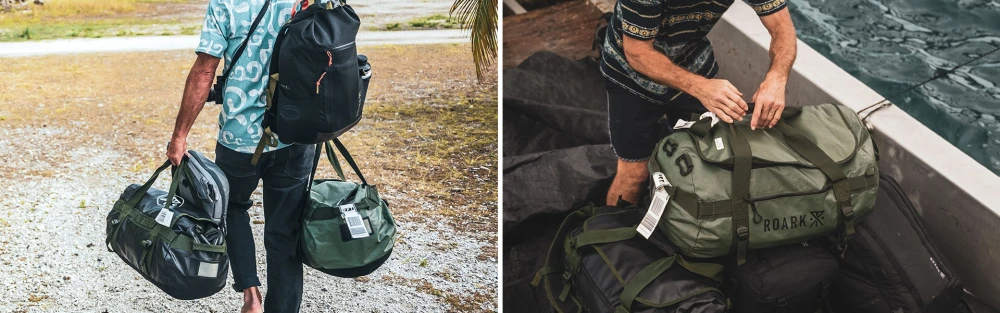 Bolso Roark Keg 80L Duffle en escena de viaje