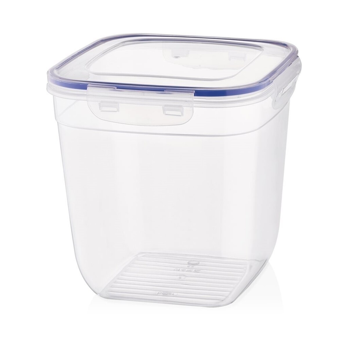 RECIPIENTE CUADRADO 1100ML "COOK&LOCK"COLOR CRISTAL C/SILICONA AZUL 12.5x12.5x13.5cms 