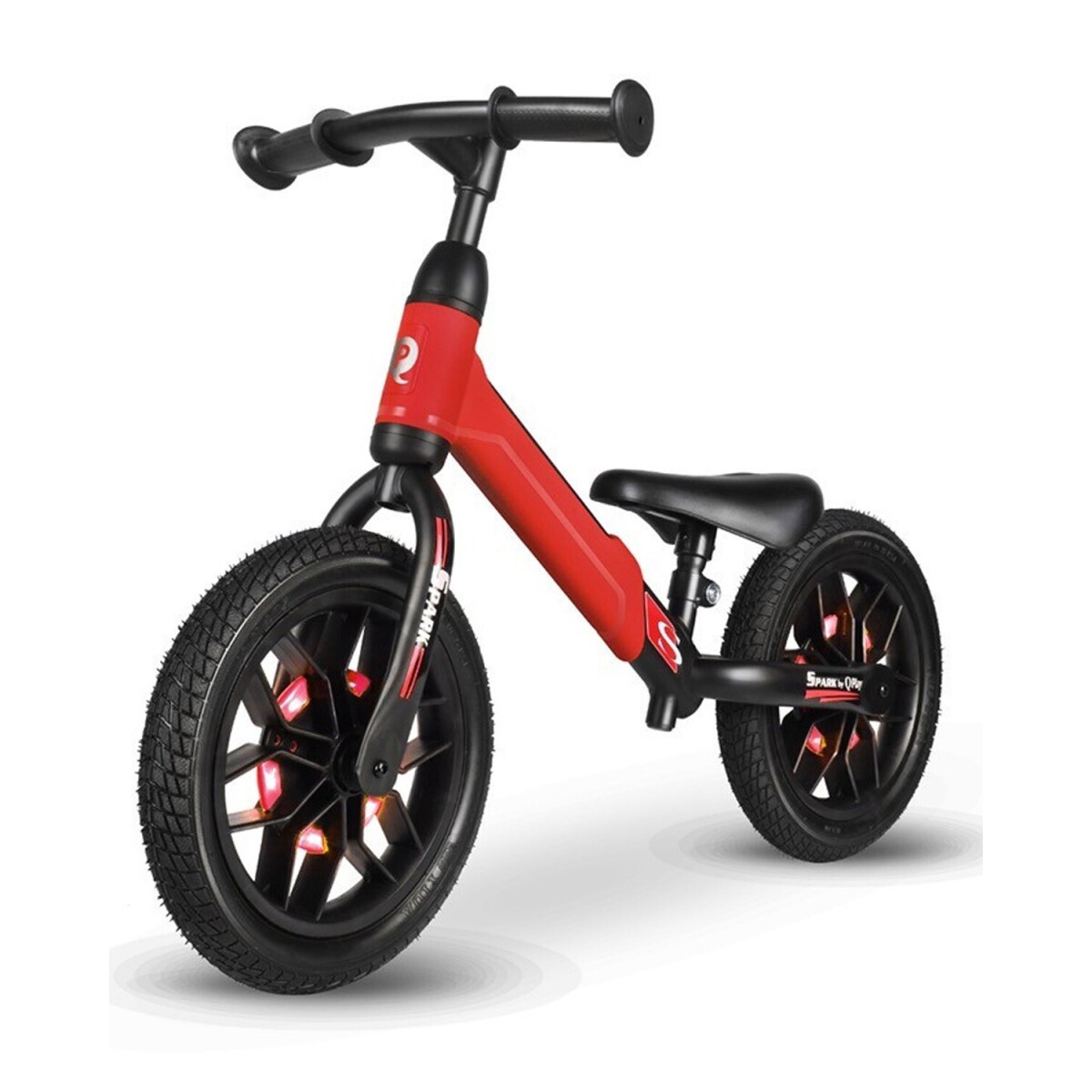 Bicicleta de equilibrio sin pedales con luces LED Qplay Spark - Roja 