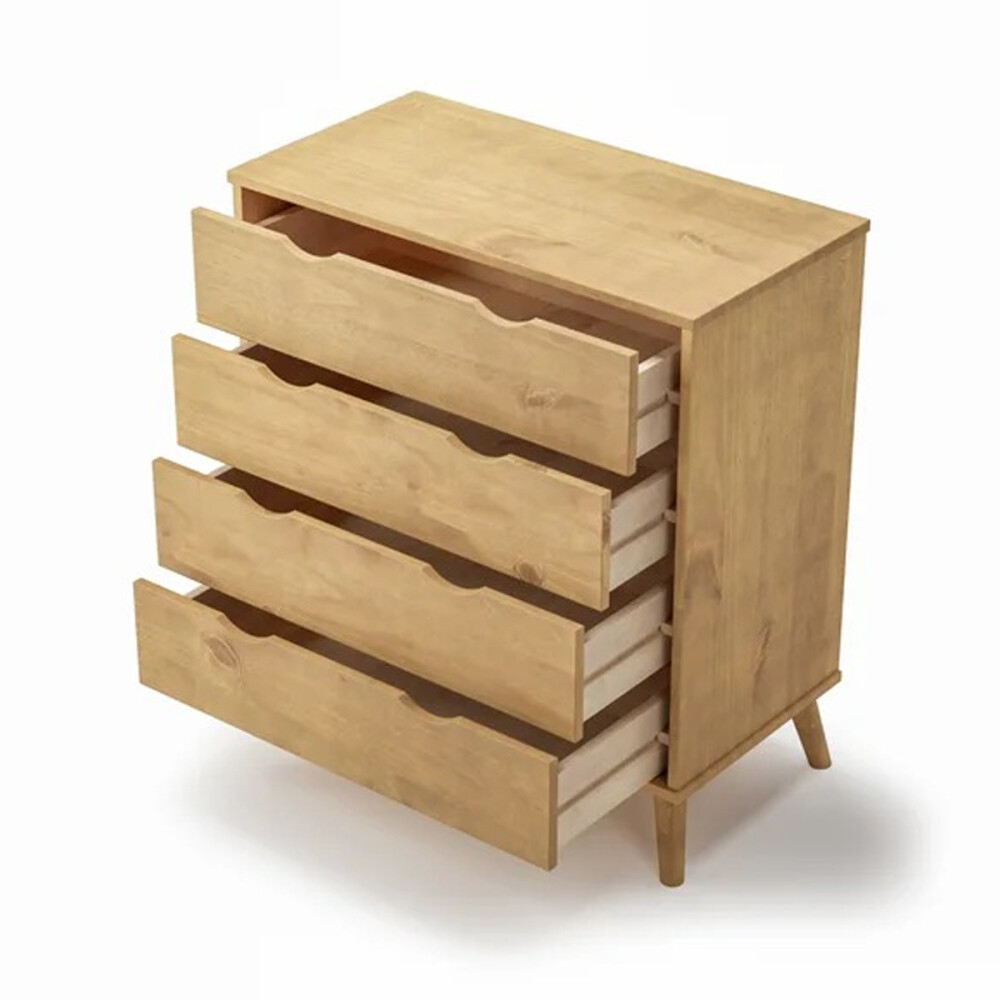 CÓMODA CAJONERA GUARDARROPA 4 CAJONES CON PATAS EN MADERA MACIZA MADERA
