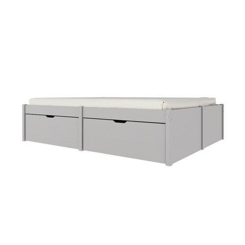 Cama Madera Maciza Con Cajones - 2 plazas - Linea Beauty / Funcional Gris