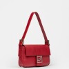 Cartera al hombro Signature en cuero graneado Rojo