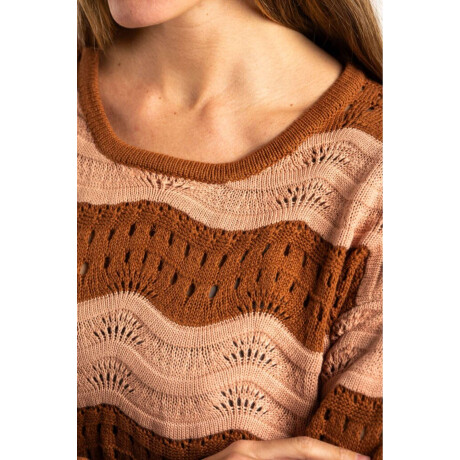 Sweater Textura Rayado Rosa/mocha