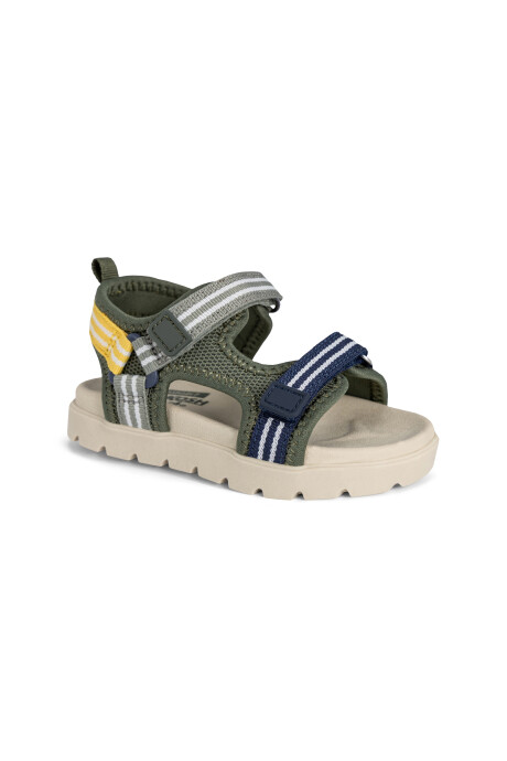 Sandalias con velcro, verdes, diseño con rayas Sin color