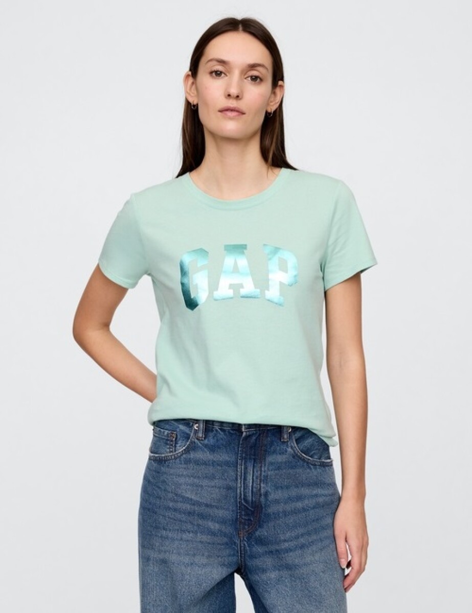 Remera Logo Gap Mujer - Aqua Glass 