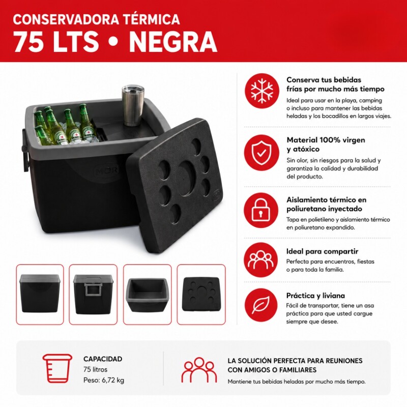 Conservadora térmica 75 lts NEGRO