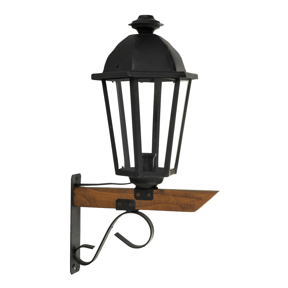 Farol Nº 4 de Pared Hierro y Madera 40 cm 