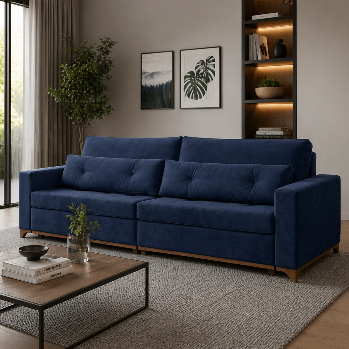 Sofá Sillón Qatar 4 Cuerpos Living - AZUL 