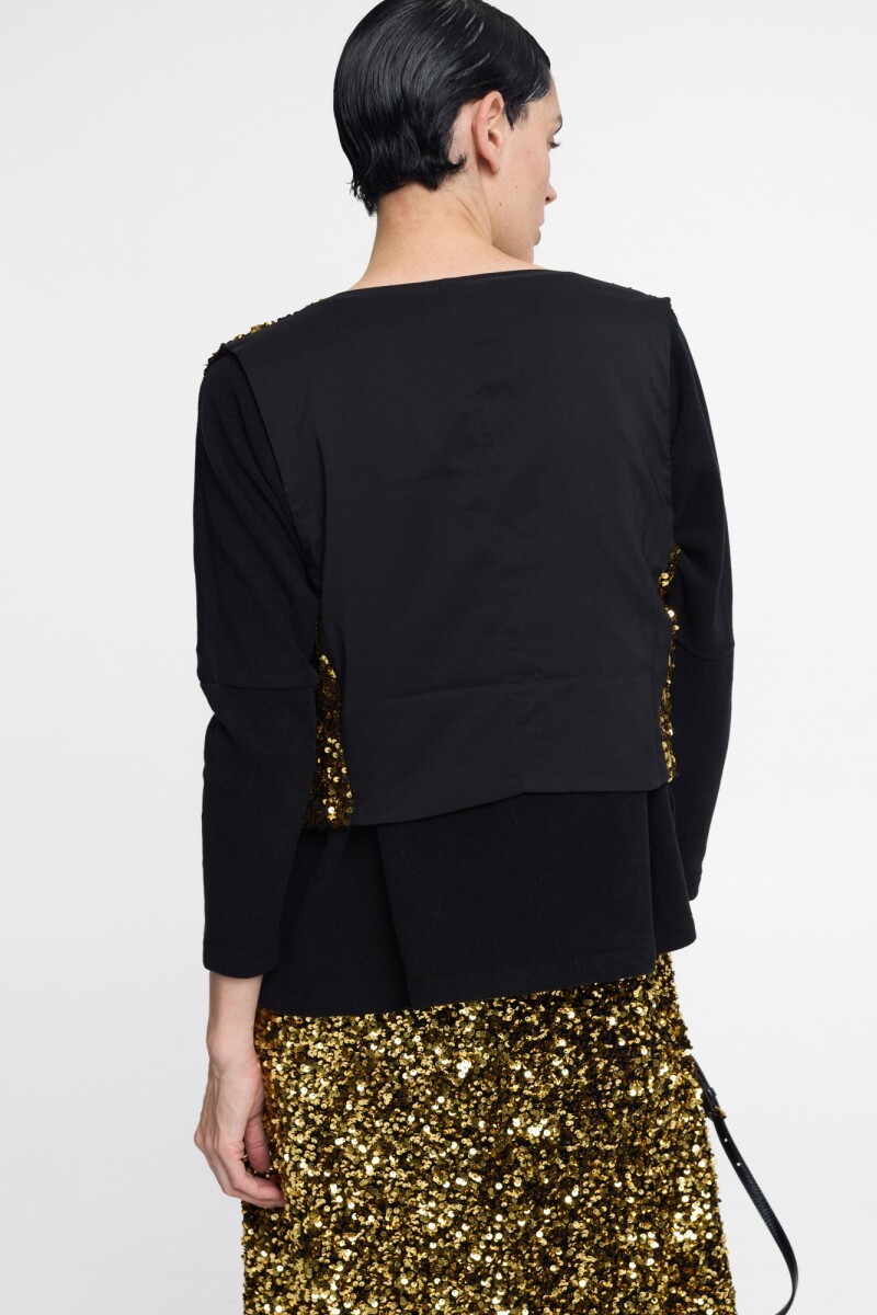 VEST DE LENTEJUELAS CON BOTON Oro