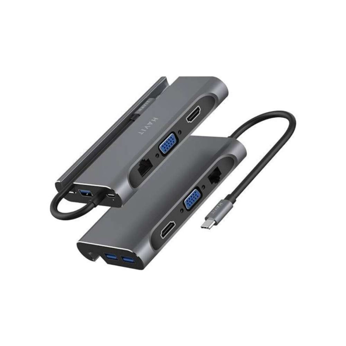 Hub Mulit-Puerto Havit Hb4001 7 En 1 P/Usb Hdmi Ethernet Vga - C/Soporte Para Celular 