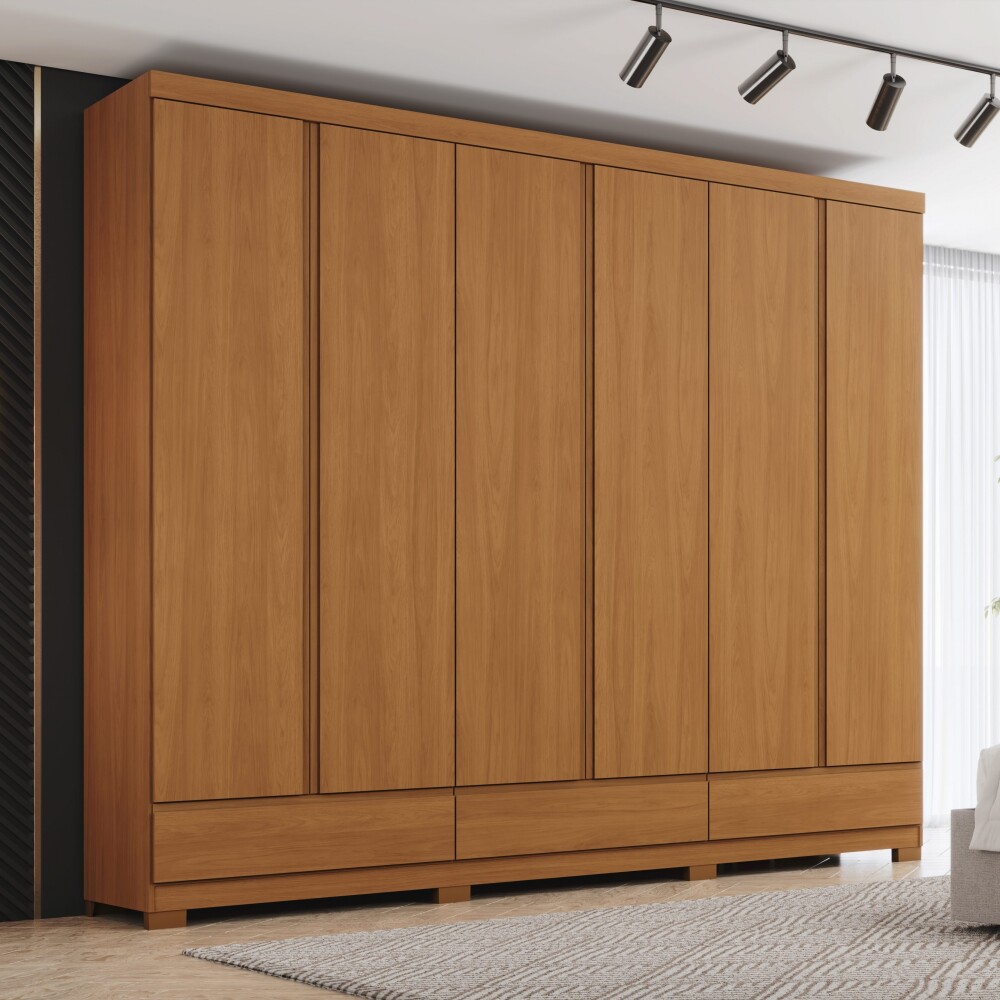 ROPERO IMPERIAL 6 PUERTAS 9 CAJONES GUARDARROPA CLOSET ARMARIO 100% MDF COLOR MADERA