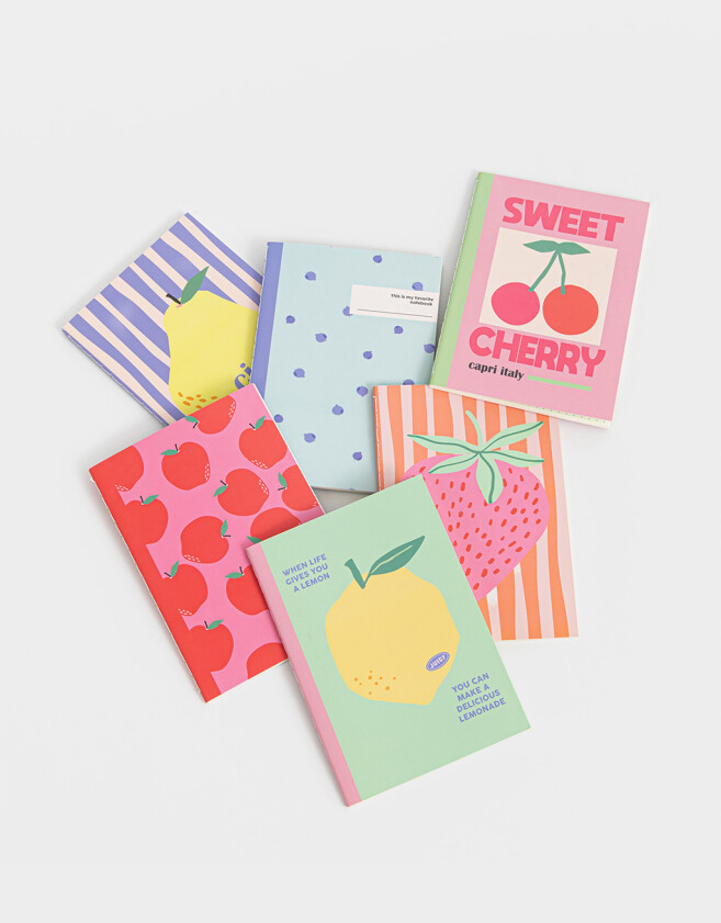 Anotadores Cuadernos y Memos Foodie Set De Cuadernos A6 Estampados - Combinacion Multicolor