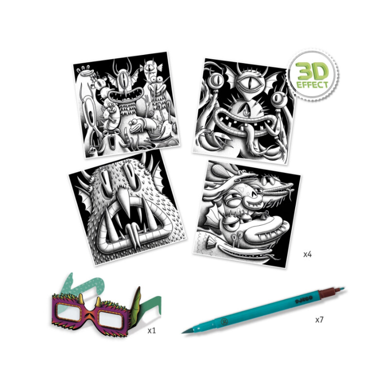 Funny Freaks Djeco Kit para colorear en 3D Funny Freaks Djeco Kit para colorear en 3D