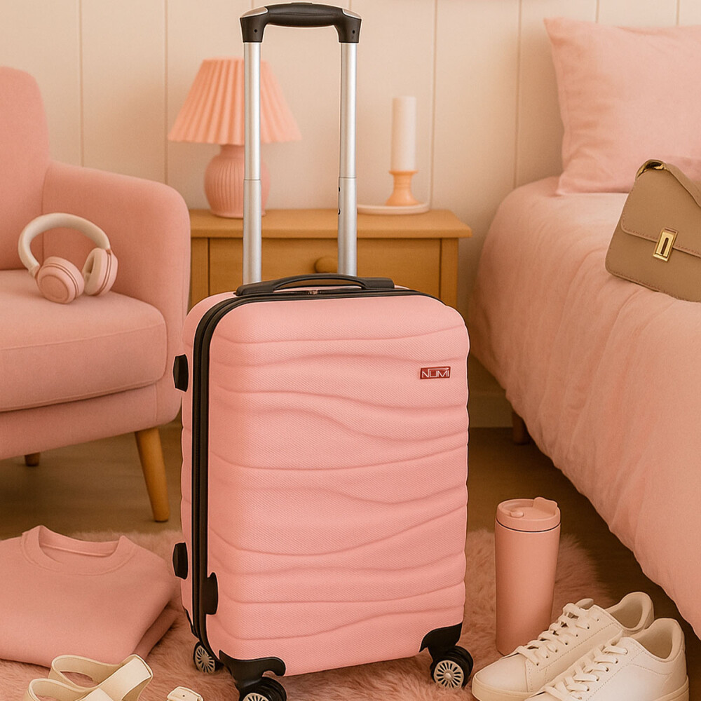 Valija Rigida Carry On Con Mango Telescopico Rosa