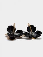 Aros Con Flor De Resina negro