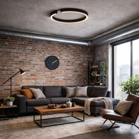 Plafón LED, Diseño anillo cortado, Dimerizable 40W 60CM NEGRO