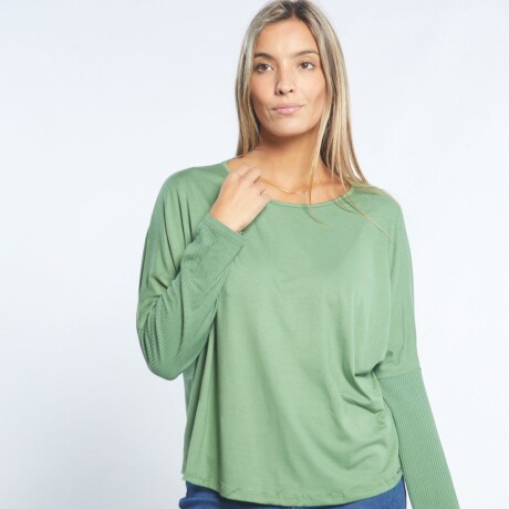 Remera Manga Larga Liso Verde