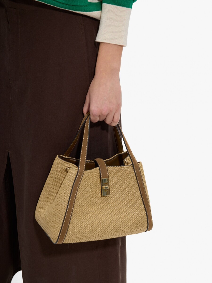 Bolso Tote Efecto Rafia Con Bandolera natural