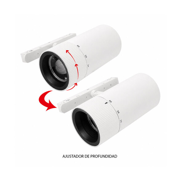 Spot Led riel magnét. 15W 1050lm 3tonos 15-60° bco ZU0536X