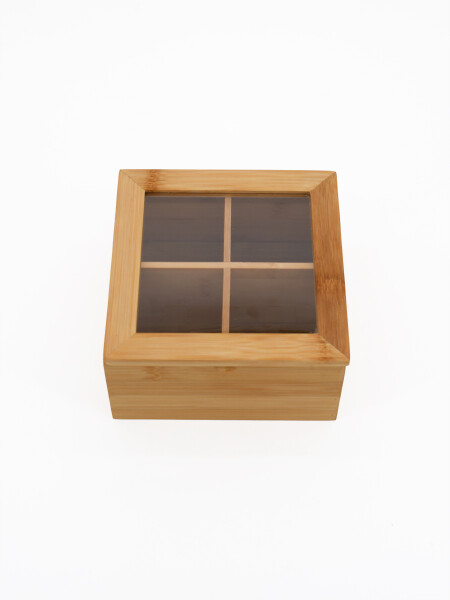 CAJA DE TÉ 4 ESPACIOS BEIGE