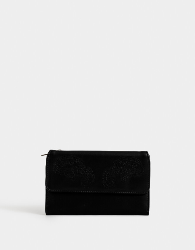 Ficheros Boho Billetera Fichero Bordada - Negro
