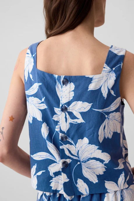 Musculosa De Lino Mujer Sp May Blue Wht Flrl