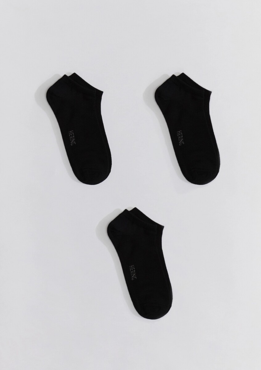 KIT CON TRES PARES DE MEDIAS UNISSEX DE CAÑO CORTO - NEGRO 
