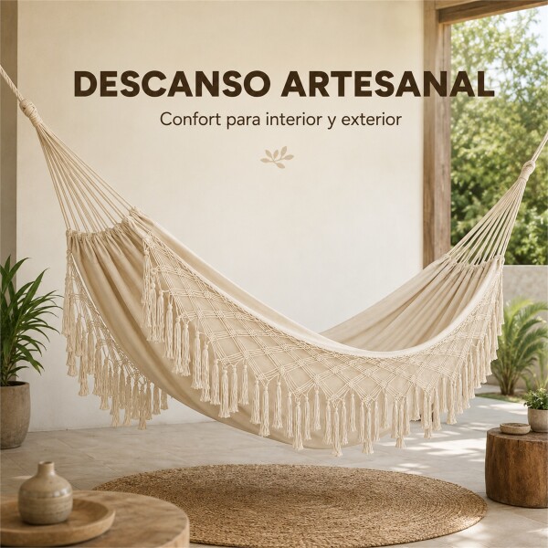 Hamaca Paraguaya Silla Colgante Reforzada Jardín Bolso + Acc Variante Color Blanco