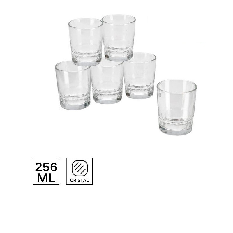 Set de 6 Vasos de Cristal Lisbon 256 ml para Agua GE VASO AGUA X 6 LISBON 256 ML - CRISTAL