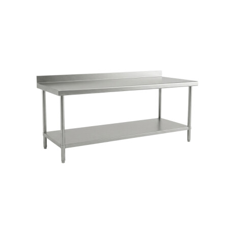 Mesada de Trabajo con Estante y Respaldo de Acero Inoxidable 200 x 60 x 85 cm Mesada de Trabajo con Estante y Respaldo de Acero Inoxidable 200 x 60 x 85 cm