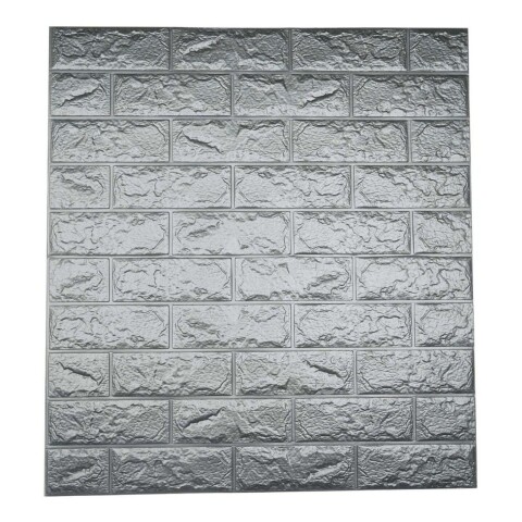 Revestimiento Pared Adhesivo Facil Colocacion Piedra X90 Un Color Variante Plateado