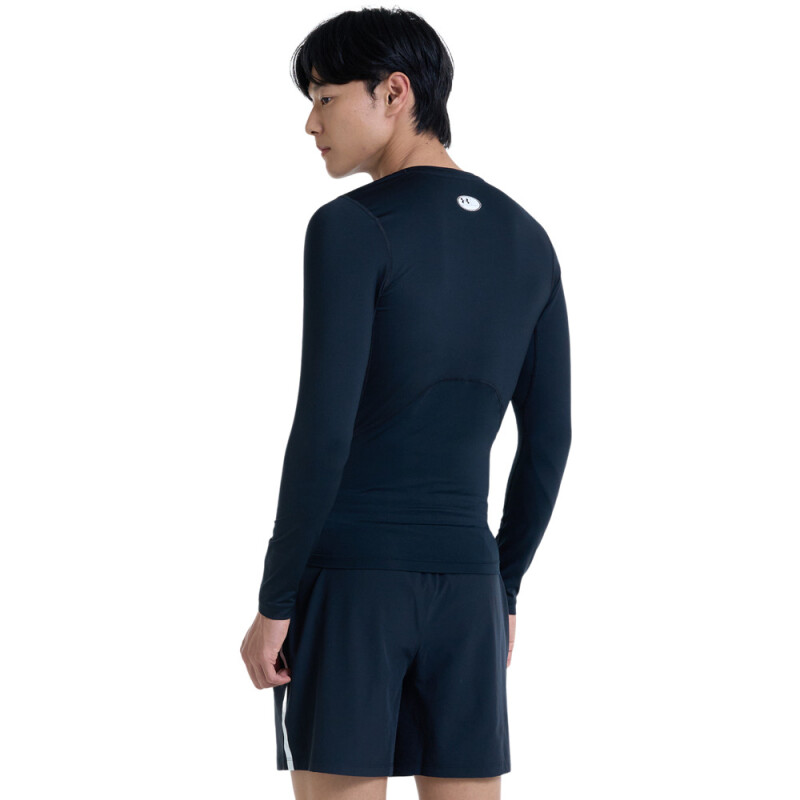UA HG Armour Comp LS-WHT BLK-001