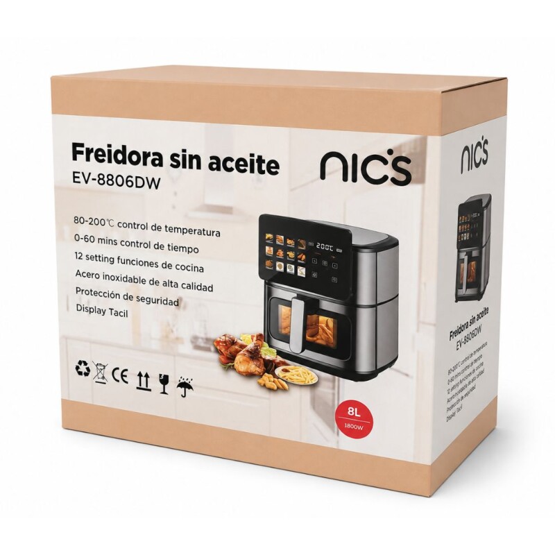 Freidora Nic´s Digital S/Acite 8L C/Pantalla LED EV-8806DW Freidora Nic´s Digital S/Acite 8L C/Pantalla LED EV-8806DW