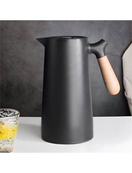 JARRA TERMICA 1L PLASTICO MANGO MADERA NEGRO JARRA TERMICA 1L PLASTICO MANGO MADERA NEGRO