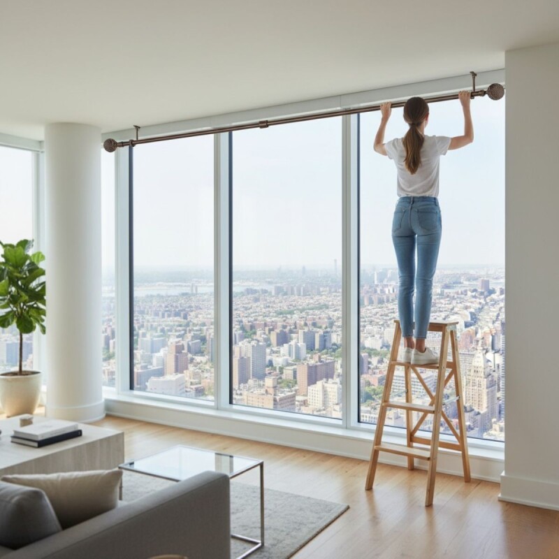 VARA METAL BRONCE P/CORTINA 218-304.8CM Unica