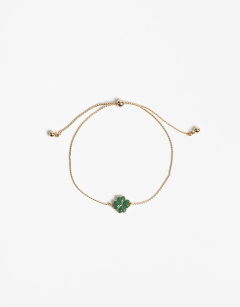 Pulseras Flexibles Con Dijes Pulsera Flexible Dije Trébol - Dorado